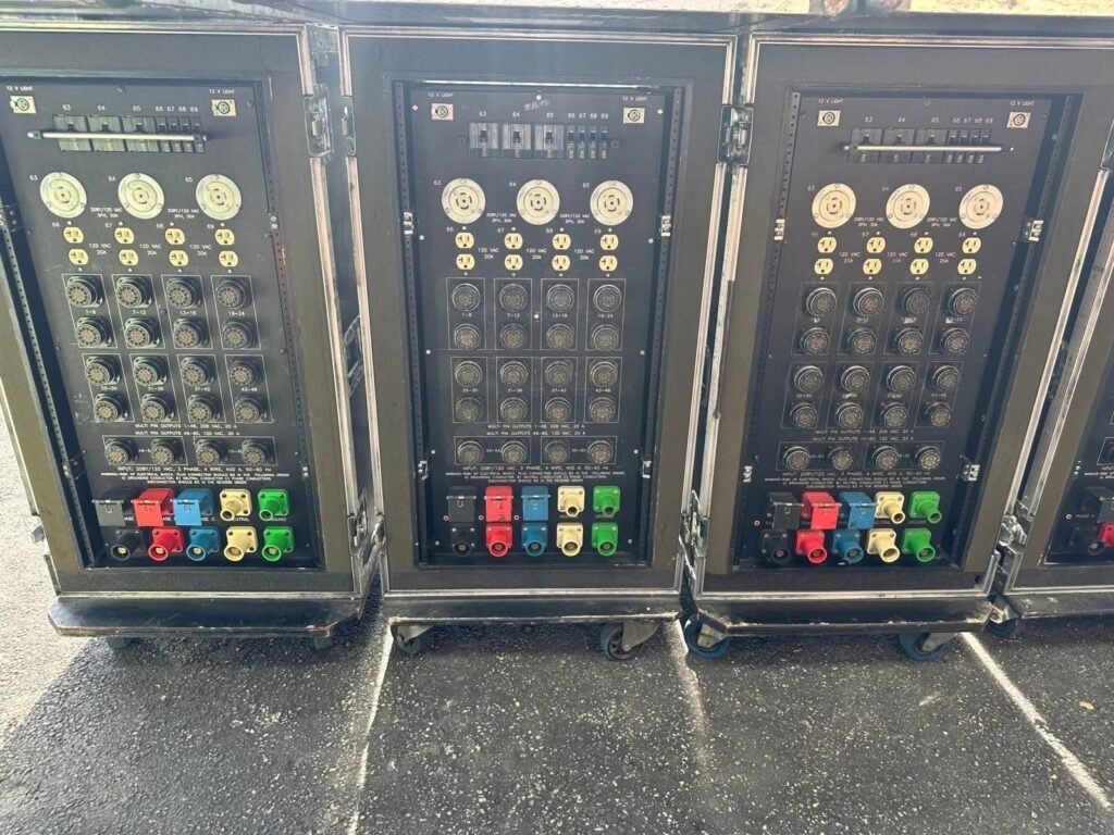 Skjonberg 400A Power Distribution System for Sale used touring power distribution unit with 48 SOCA19 outputs and 12 Edison outputs